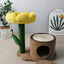 CATIO Log Cat House with Yellow Camellia Cat Scratching Tree