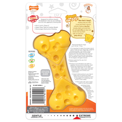 NYLABONE Power Chew Cheese Bone Dog Chew Toy Wolf Size