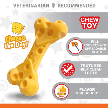 NYLABONE Power Chew Cheese Bone Dog Chew Toy Wolf Size
