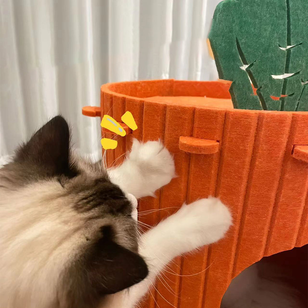 Assembled Carrot Barrel Felt Cat Bed