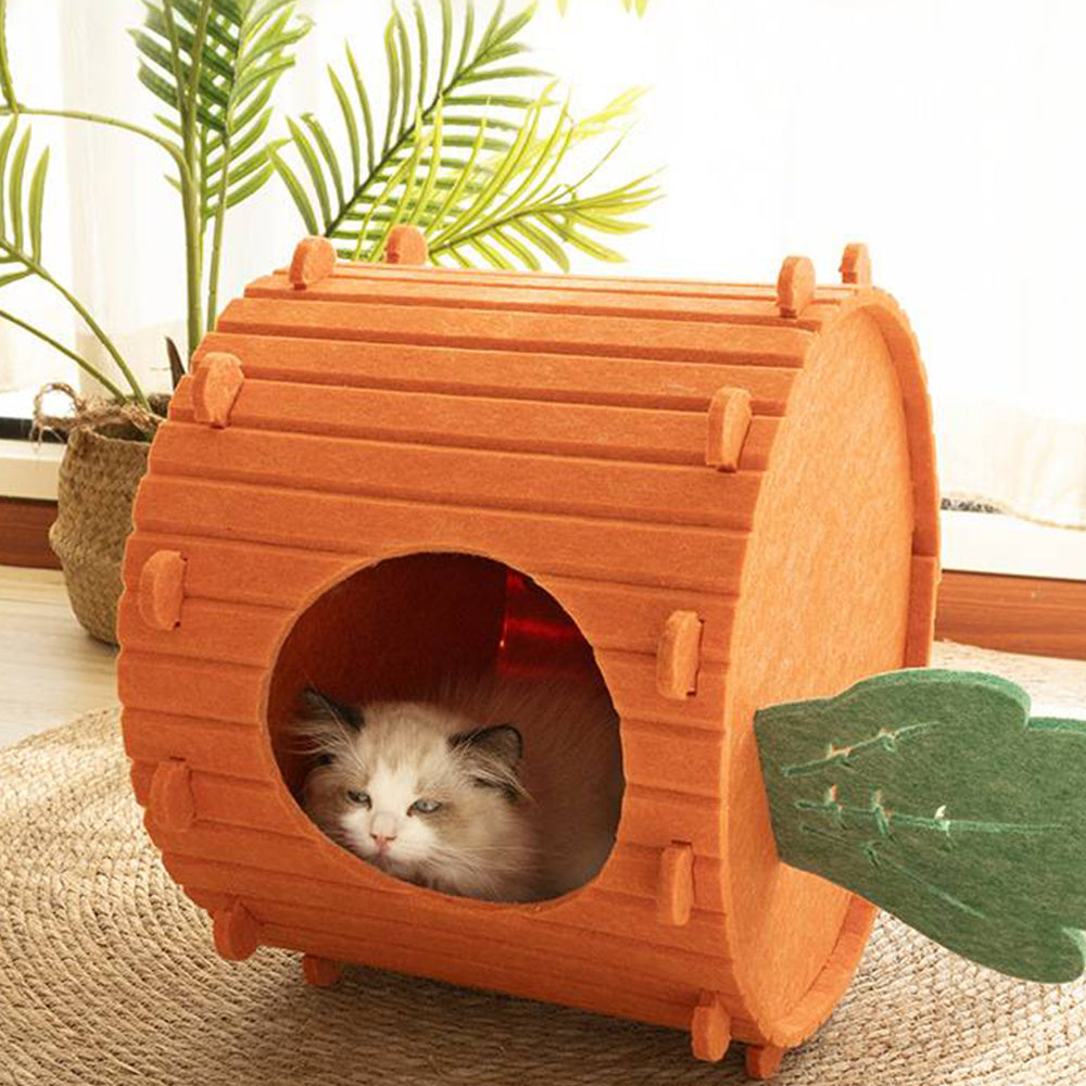 Assembled Carrot Barrel Felt Cat Bed