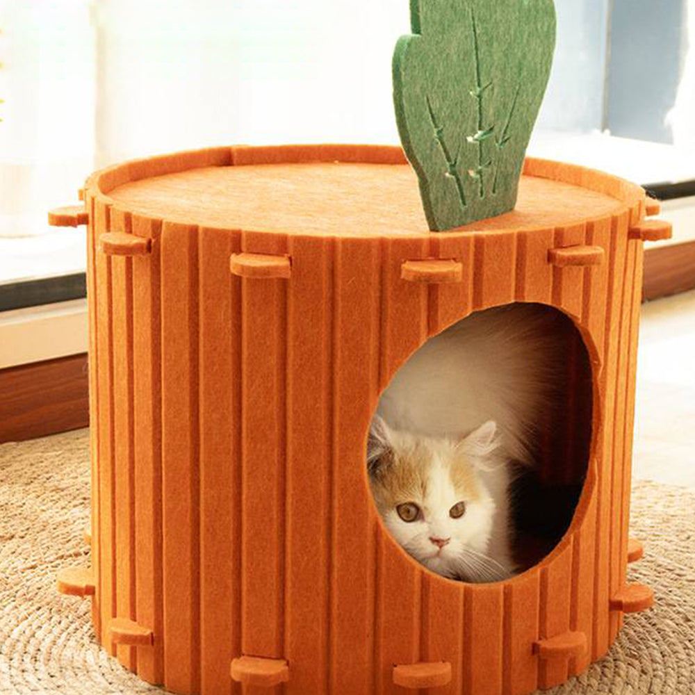 Assembled Carrot Barrel Felt Cat Bed
