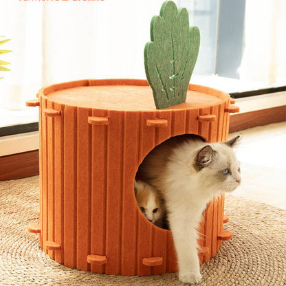 Assembled Carrot Barrel Felt Cat Bed