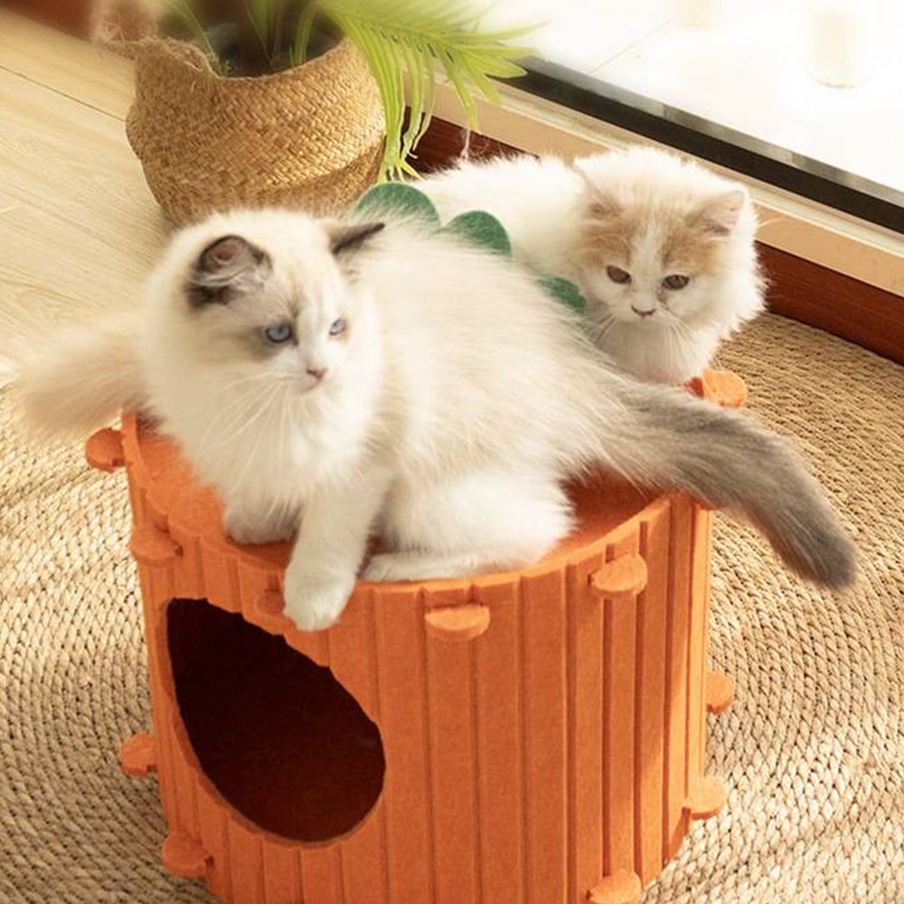 Assembled Carrot Barrel Felt Cat Bed