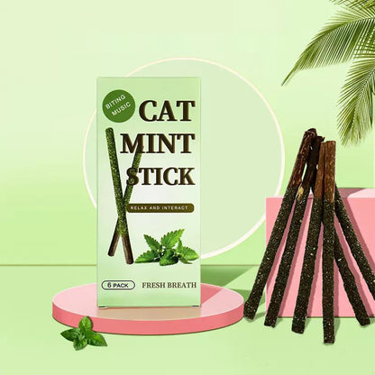 BITING MUSIC Green Polygonum Catnip Cat Mint Stick 6 Pack