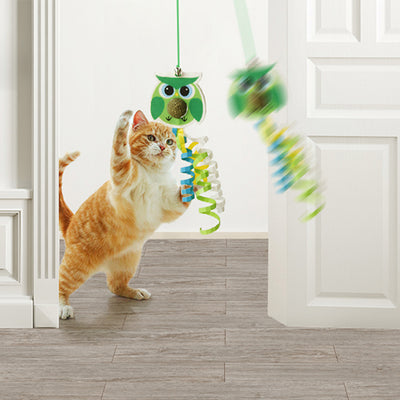 Little Green Bird Hanging Door With Elastic Swing & Catnip Ball Cat Toy