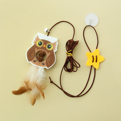 Owl Hanging Door with Elastic Swing & Catnip Ball Cat Toy