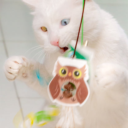 Owl Hanging Door with Elastic Swing & Catnip Ball Cat Toy