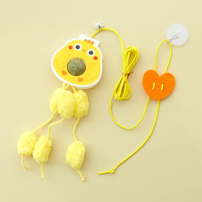Little Yellow Chicken Hanging Door With Elastic Swing & Catnip Ball Cat Toy