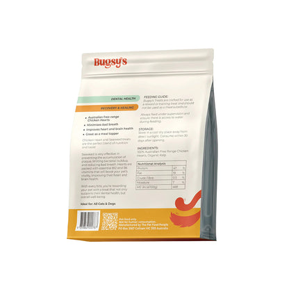 BUGSY'S Chicken Heart & Seaweed Pet Treats 100g