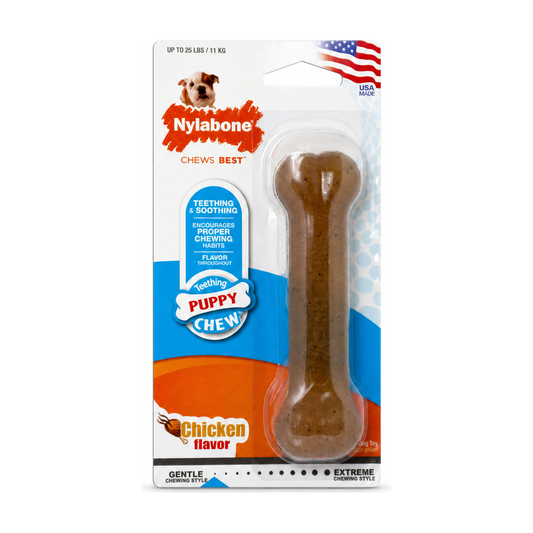 NYLABONE Puppy Chew Teething Bone Chicken Flavour Dog Toy Regular
