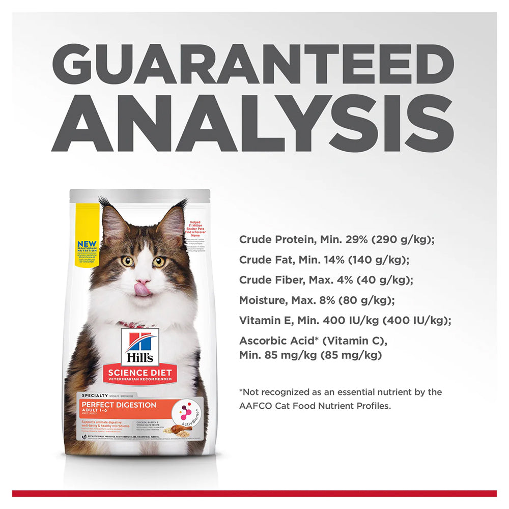 HILLS Science Diet Perfect Digestion Chicken & Barley And Whole Oats Adult Dry Cat Food 1.59kg/5.9kg