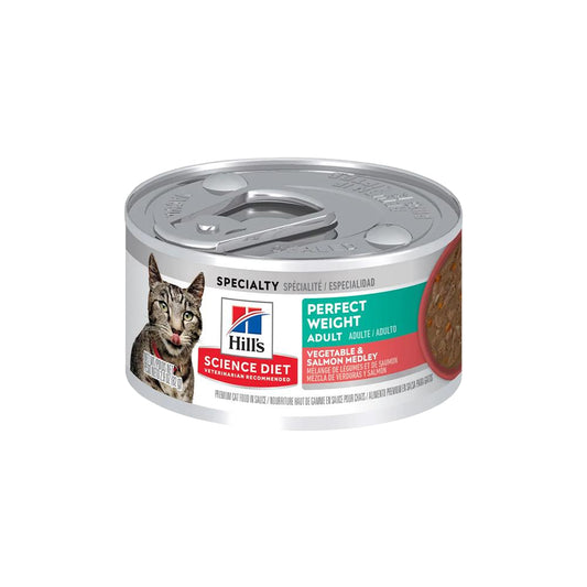 HILLS Science Diet Perfect Weight Vegetable & Salmon Adult Wet Cat Food 82g/82gx24