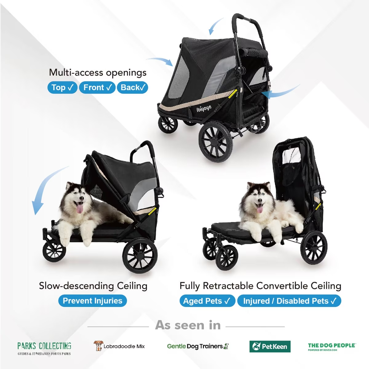 IBIYAYA Grand Cruiser Dog Stroller For Up To 50Kg