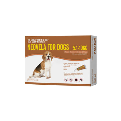 NEOVELA Flea And Worming For Dogs 5.1-10kg 4x0.5mL Tubes Brown