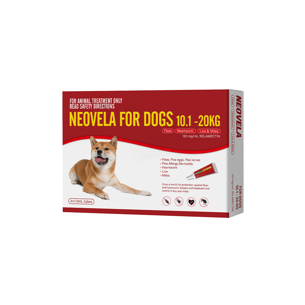 NEOVELA Flea And Worming For Dogs 10.1-20kg 4x1.0mL Tubes Red