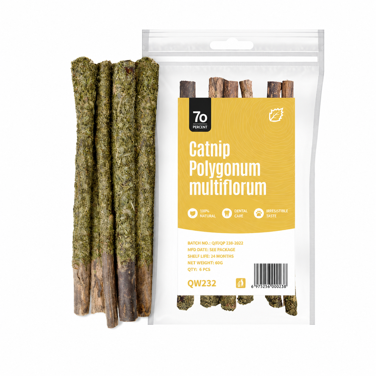 Galls Polygonum Multiflorum Cat Molar Stick 6 Pack Catnip Flavour