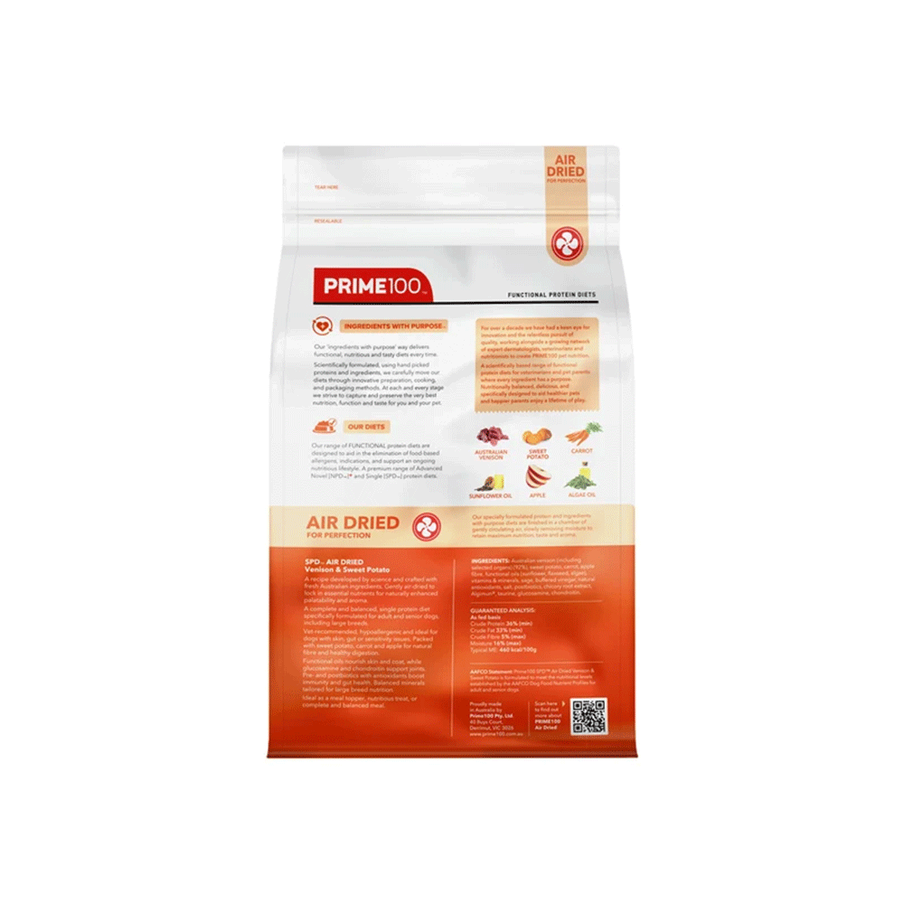 PRIME100 SPD Air Dried Venison & Sweet Potato Dog Food
