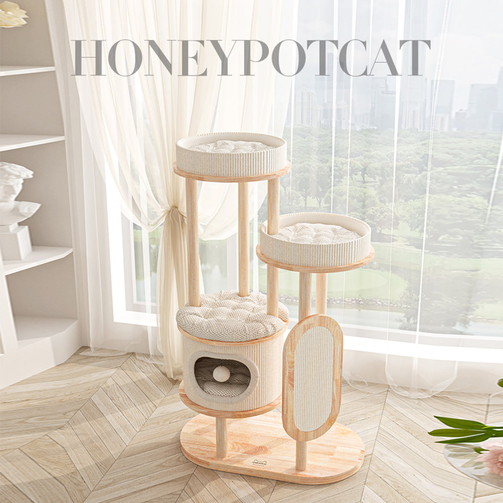 HONEYPOTCAT Varnished Solid Wood Cat Perch