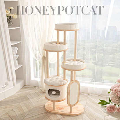 HONEYPOTCAT Varnished Solid Wood Cat Perch