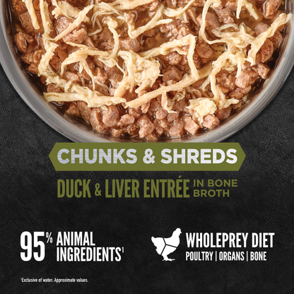 ORIJEN Chunks & Shreds - Duck & Liver Entrée Adult Wet Cat Food