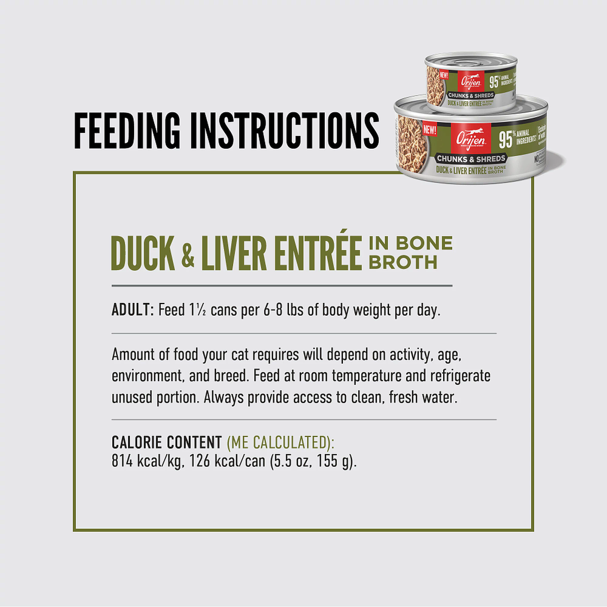 ORIJEN Chunks & Shreds - Duck & Liver Entrée Adult Wet Cat Food