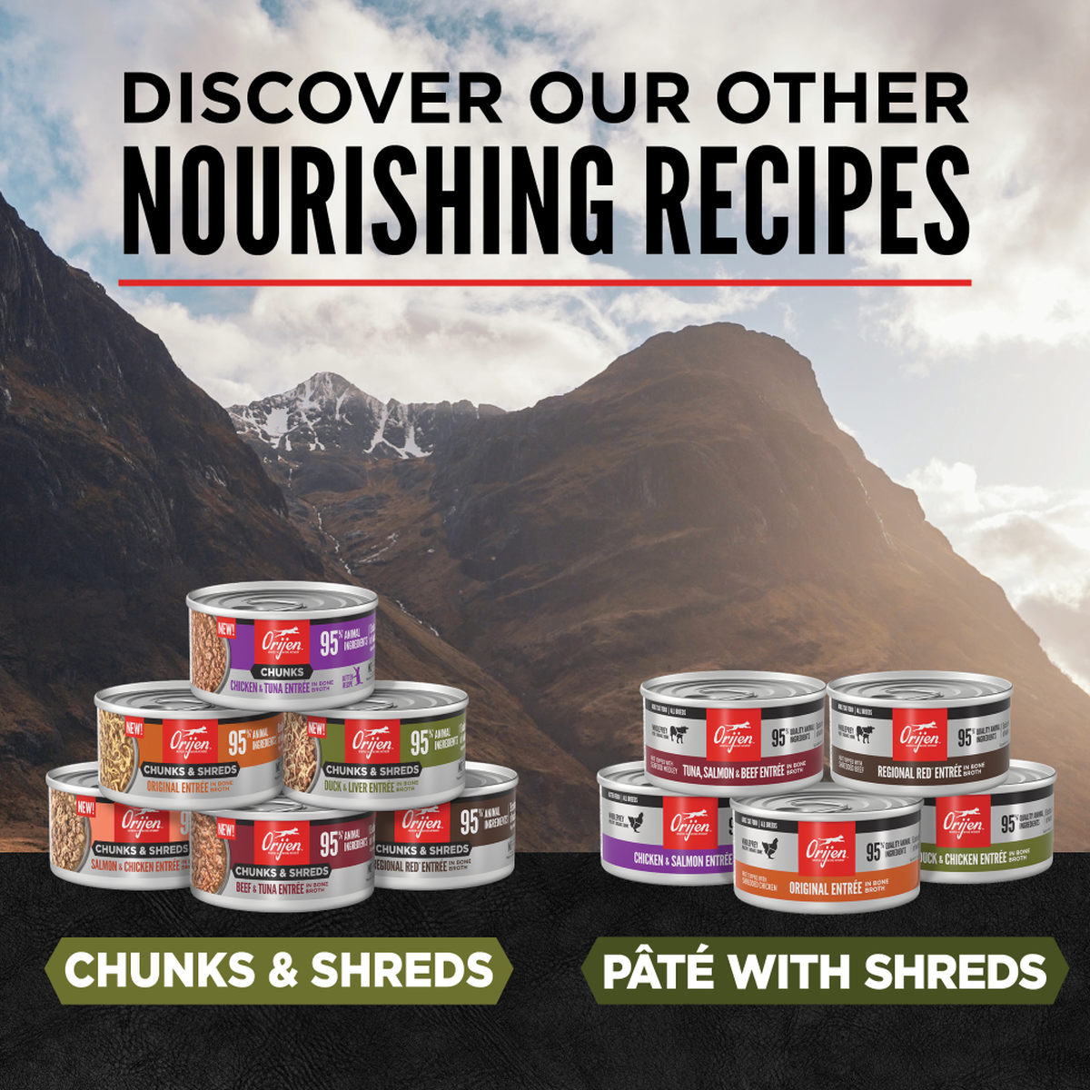 ORIJEN Chunks & Shreds - Duck & Liver Entrée Adult Wet Cat Food