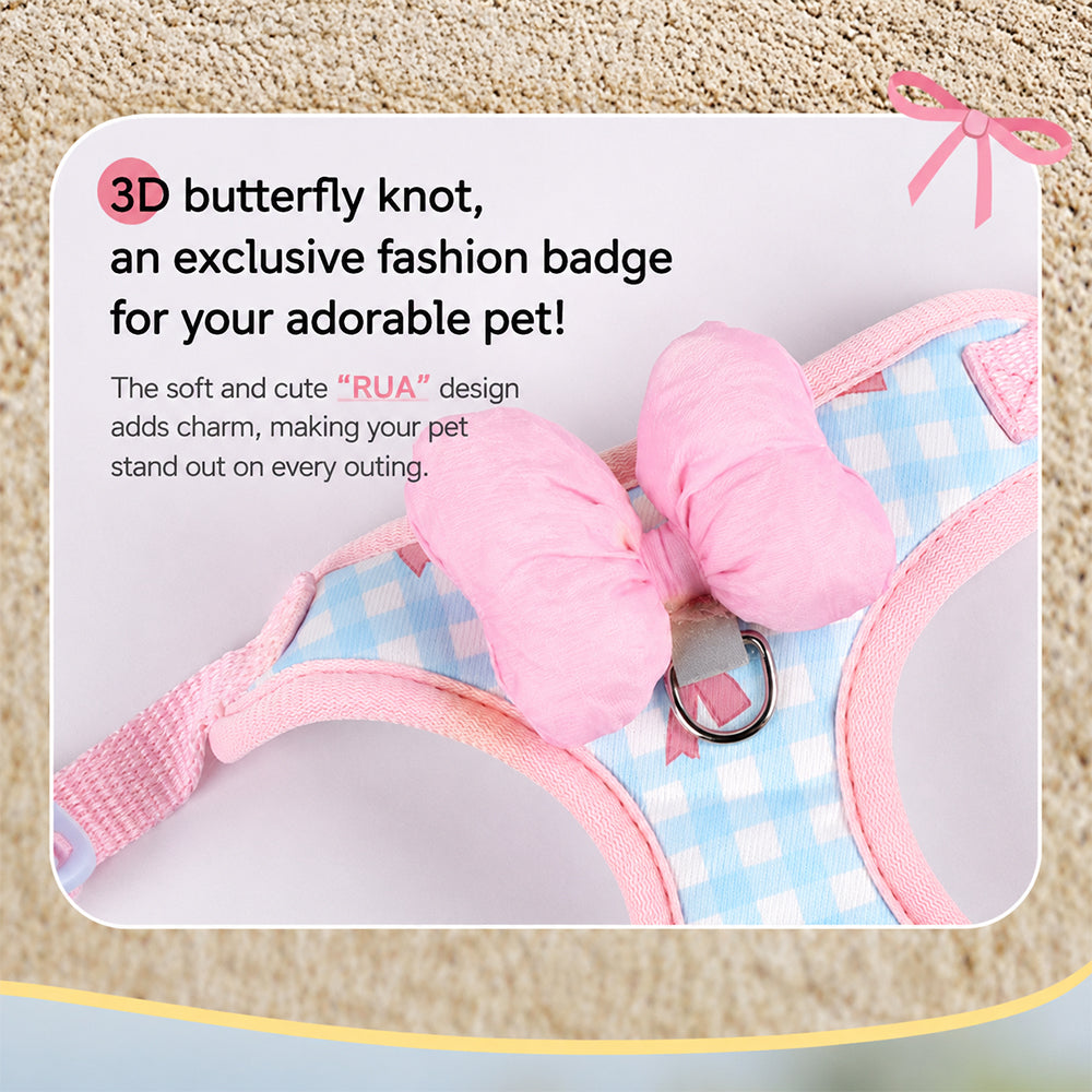 Dog & Cat Harness & Leash Set | Lightweight Check Pattern