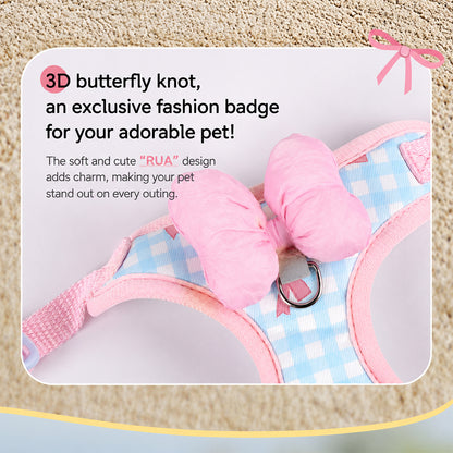 Dog & Cat Harness & Leash Set | Lightweight Check Pattern