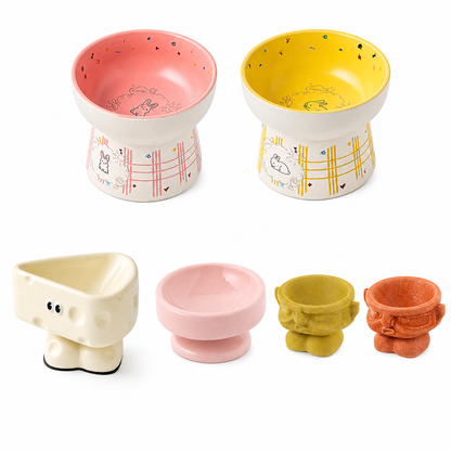 Elevated Ceramic Pet Bowl Anti Tip Neck Support