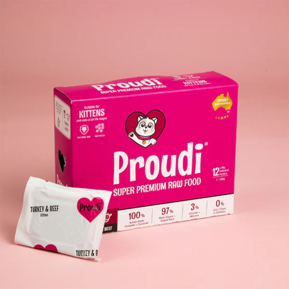 PROUDI Premium Frozen Turkey & Beef Raw Kitten Food 1.08kg
