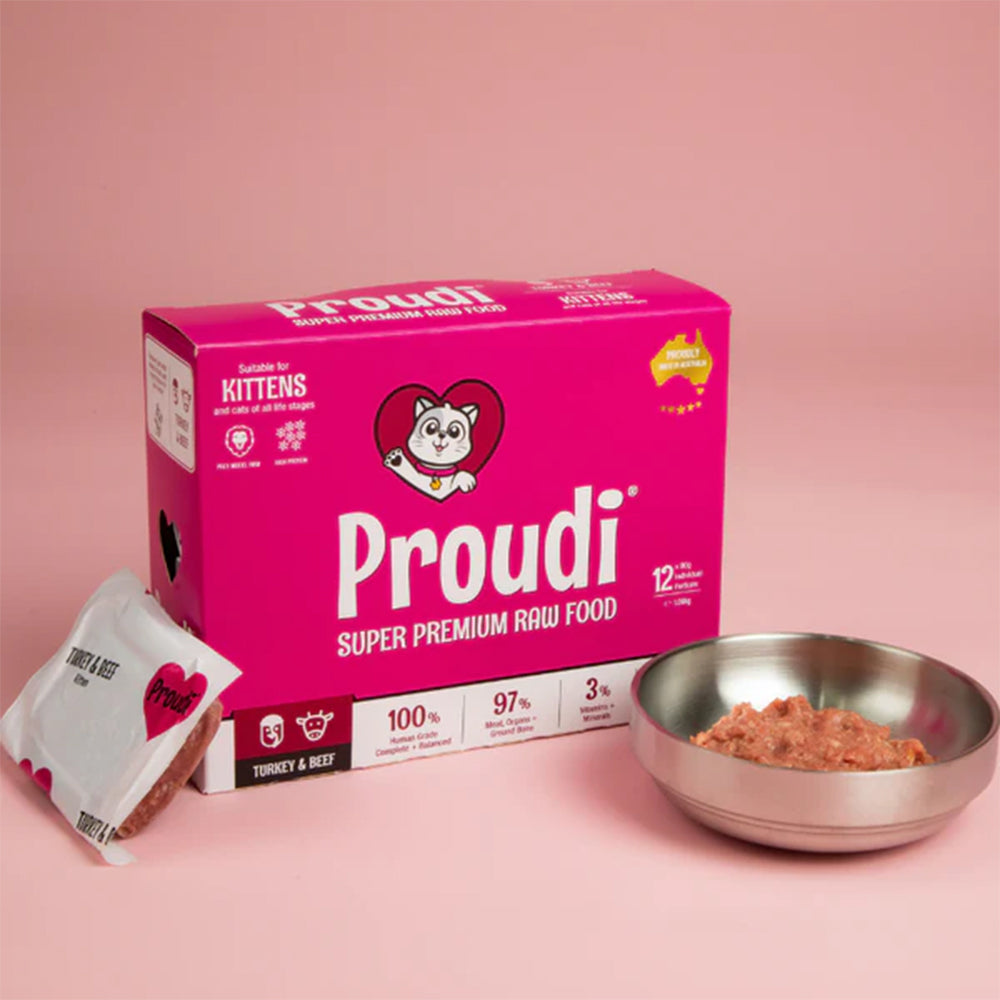 PROUDI Premium Frozen Turkey & Beef Raw Kitten Food 1.08kg