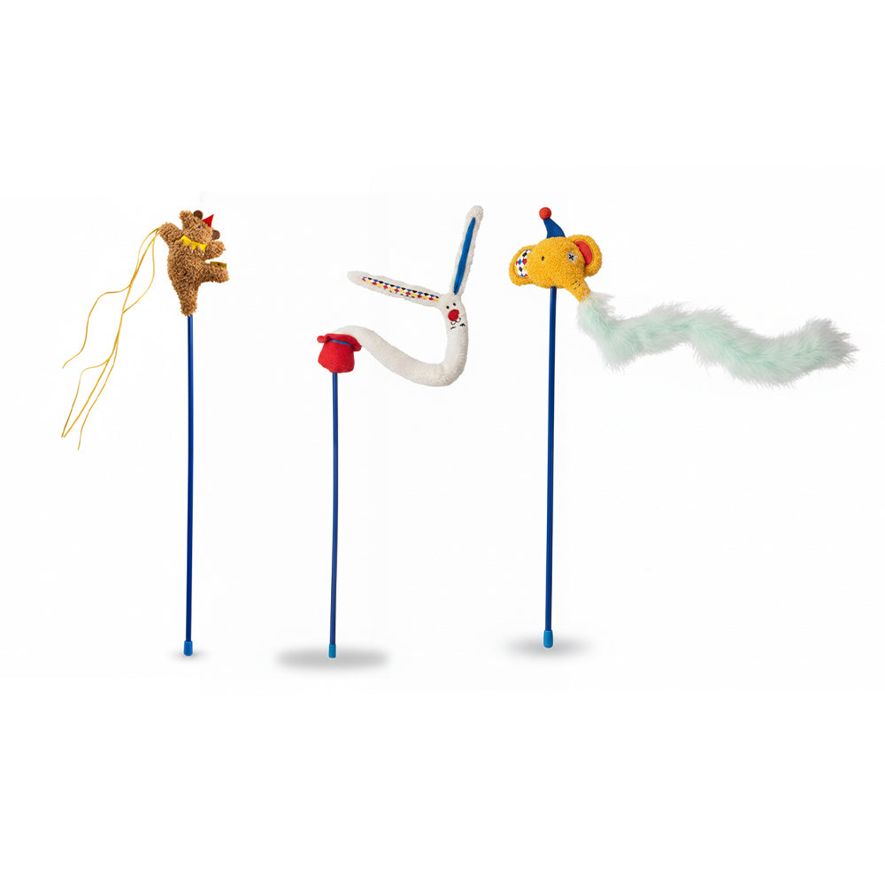 Circus Cat Teaser Wand - Interactive Feather Toy With Bell & Crinkle Sound