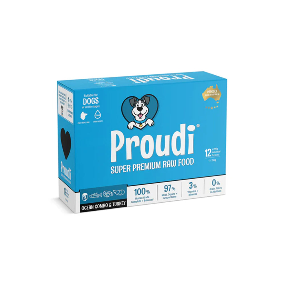 PROUDI Premium Frozen Ocean Combo & Turkey Raw Dog Food 2.4kg