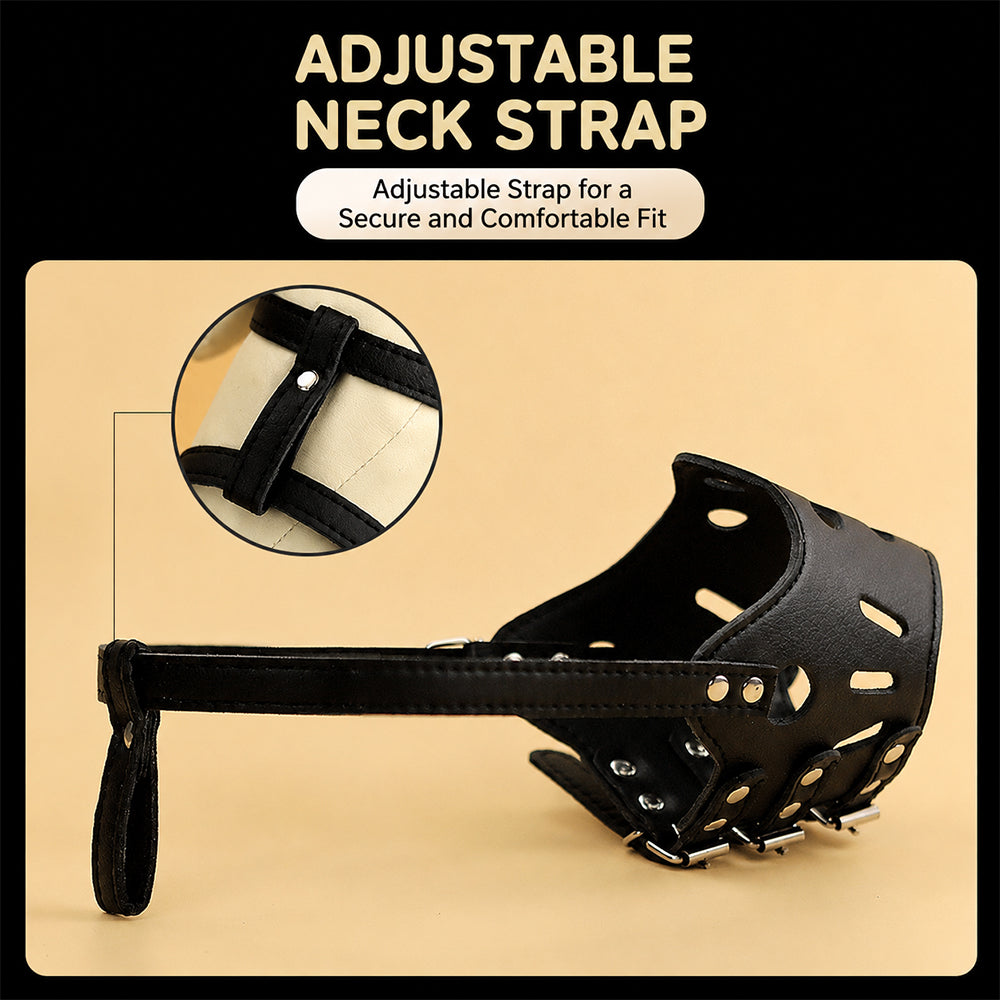 Dog Muzzle – Anti-Bite Anti-Scavenge Adjustable PU Leather