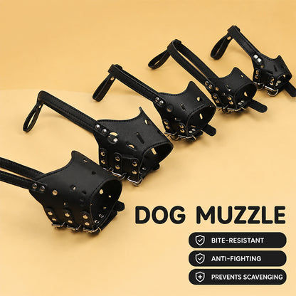 Dog Muzzle – Anti-Bite Anti-Scavenge Adjustable PU Leather