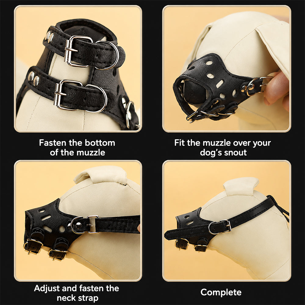 Dog Muzzle – Anti-Bite Anti-Scavenge Adjustable PU Leather