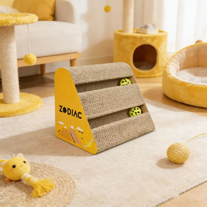 ZODIAC Banana Triangle Cat Scratcher with Balls 28x17x21cm