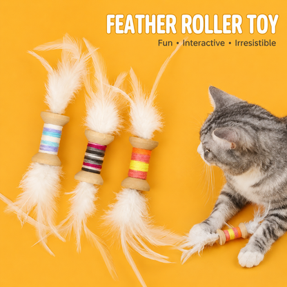 Cat Toy Feather Roller Interactive Self Play Toy