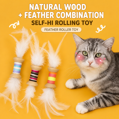 Cat Toy Feather Roller Interactive Self Play Toy