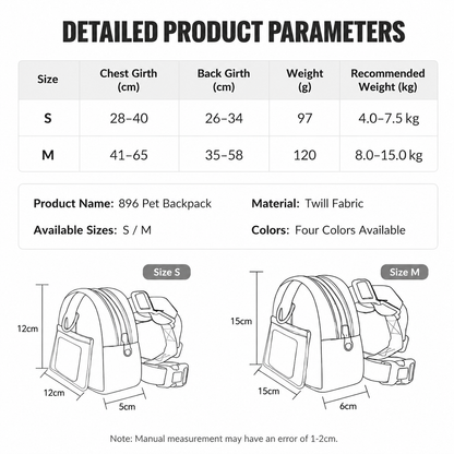 Pet Backpack Carrier with Harness & Leash Set | Escape Proof | Cats & Dogs