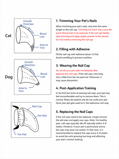 Pet Nail Caps (20 Packs)-Soft Anti-Scratch Claw Covers