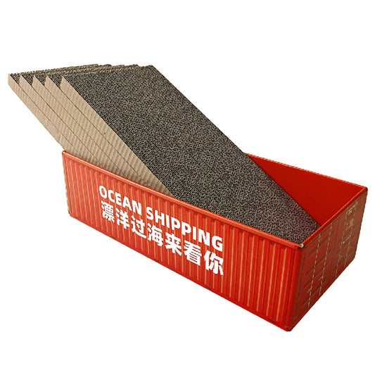 Container Cat Scratcher With Replaceable 5 Pieces - Red