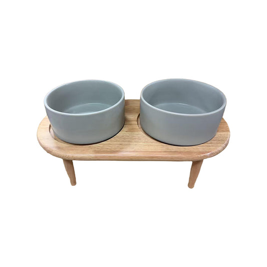 CATIO Pet Double Bowl - Grey