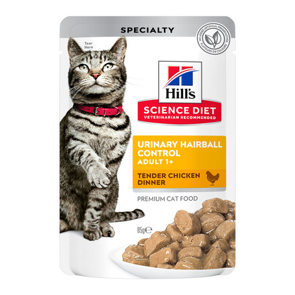 HILLS Science Diet Urinary Hairball Control Chicken Adult Wet Cat Food 85g x 12