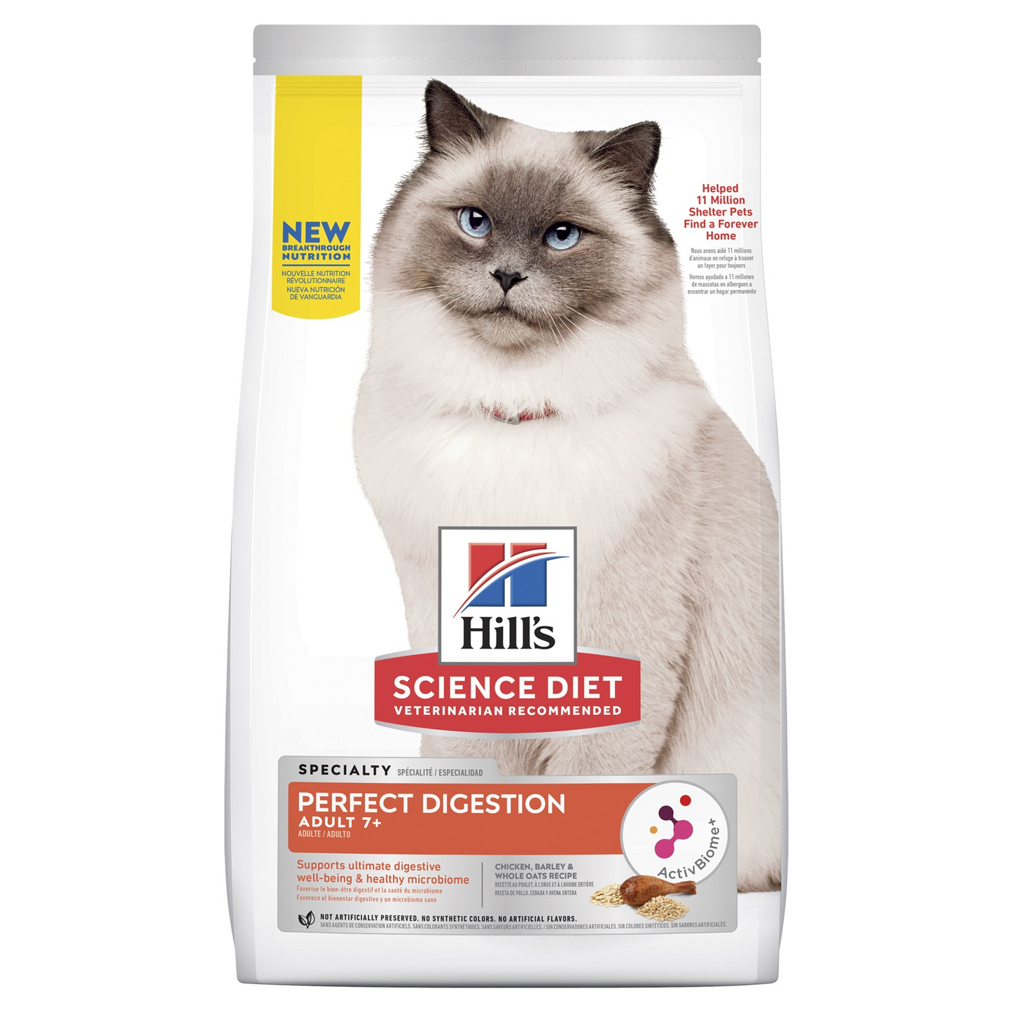 HILLS Science Diet Perfect Digestion Chicken & Barley Adult 7+ Dry Cat Food 2.72kg