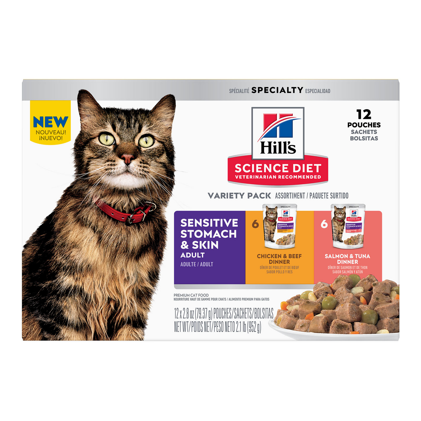 HILLS Science Diet Sensitive Skin & Stomach Variety Adult Wet Cat Food 85gx12