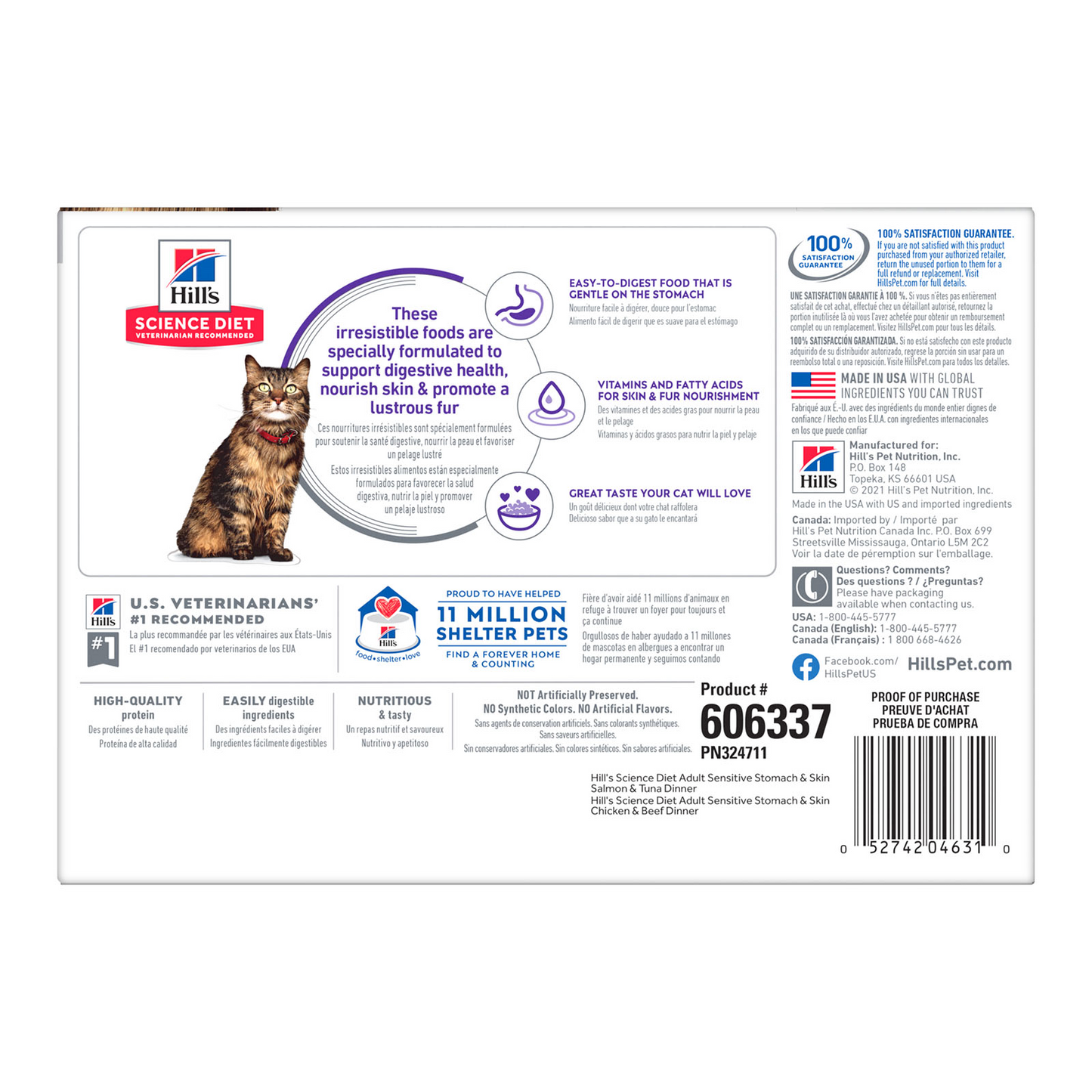 HILLS Science Diet Sensitive Skin & Stomach Variety Adult Wet Cat Food 85gx12