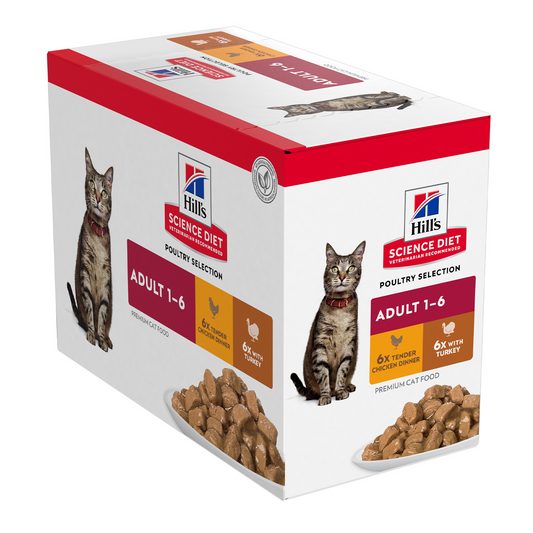 HILLS Science Diet Poultry Selection Variety Adult Wet Cat Food 85G x 12