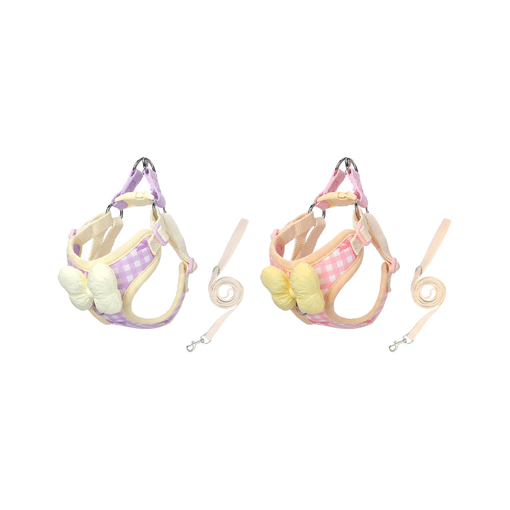 Dog & Cat Harness & Leash Set | Lightweight Check Pattern